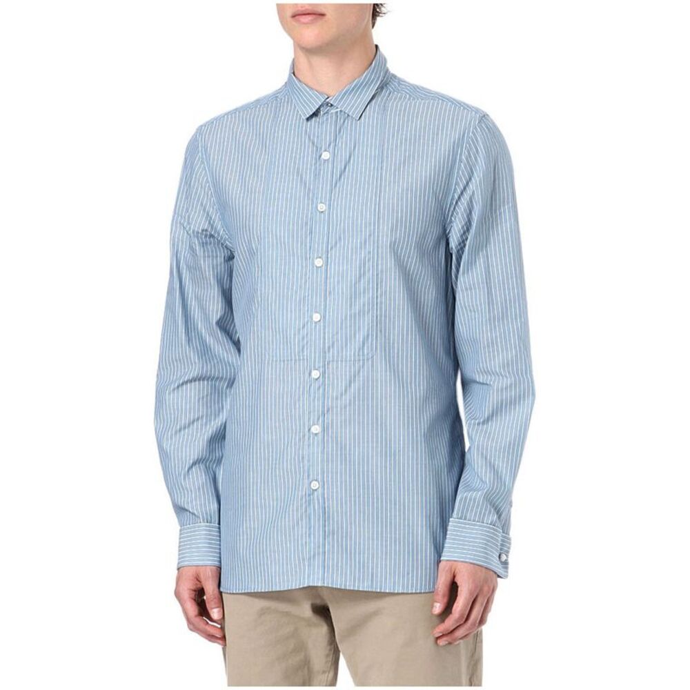 Farrell Mens Jim Striped Shirt Medium With 3 in 1 Collar Blue